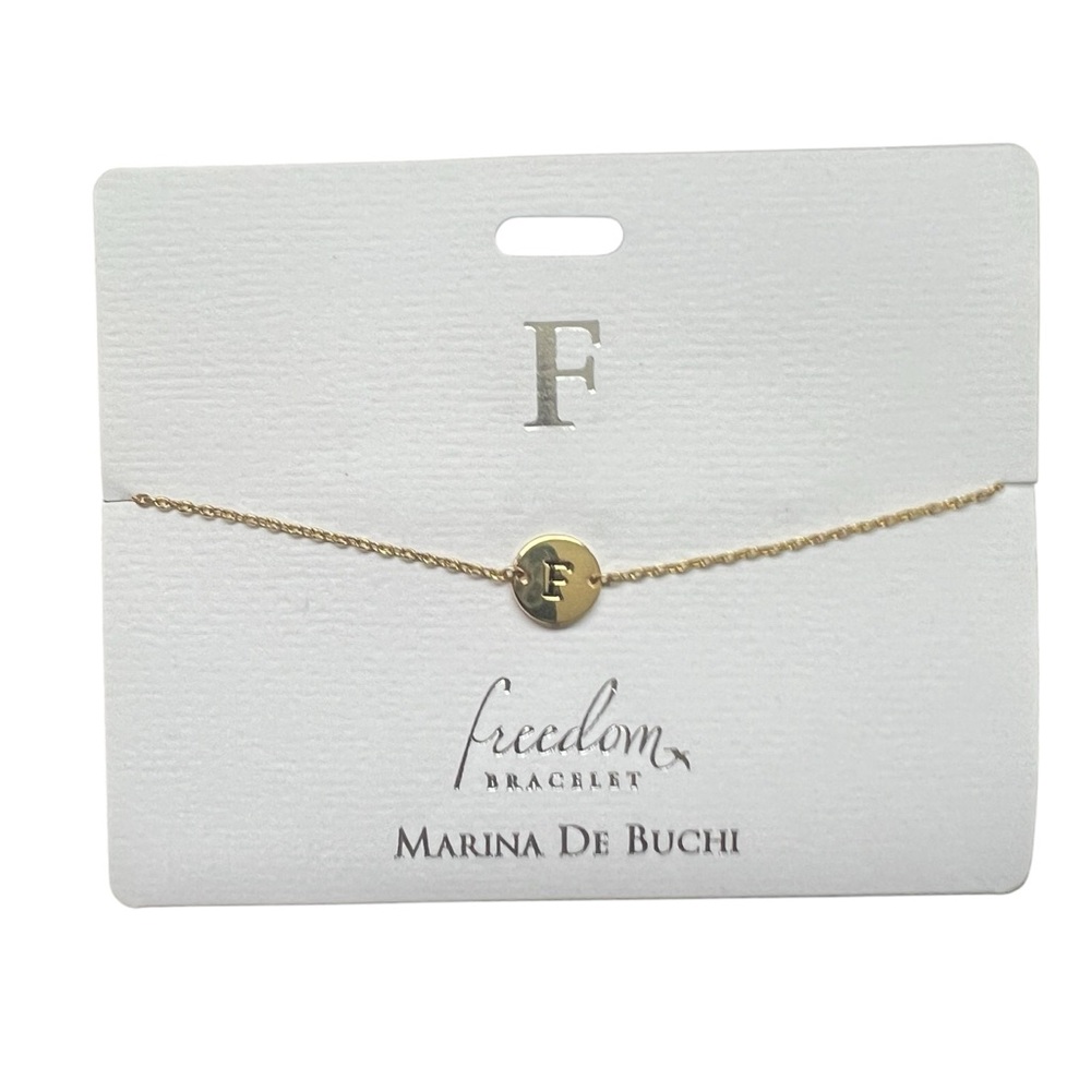 Marina De Buchi Initial Letter F Bracelet: Bespoke Jewelry Freedom Bracelet NWT